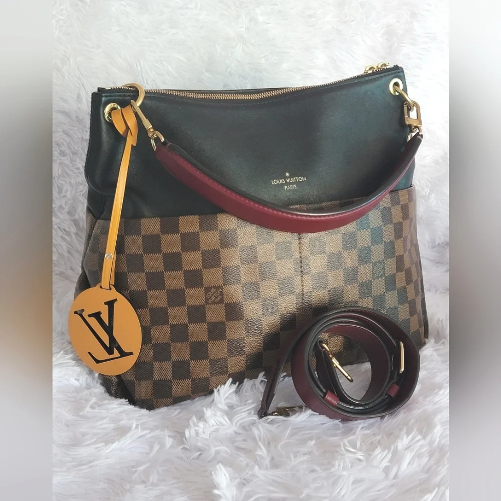 Auth💞 LOUIS VUITTON MAIDA HOBO DAMIER EBENE Hobo Shoulder Khaki